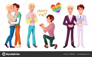  Gay couple set characters